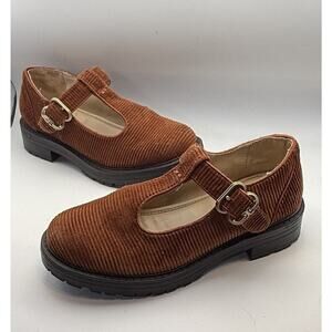 Sam Edelman Taelor Girls Youth Size 1 Kids Corduroy Loafer Brown Mary Jane
